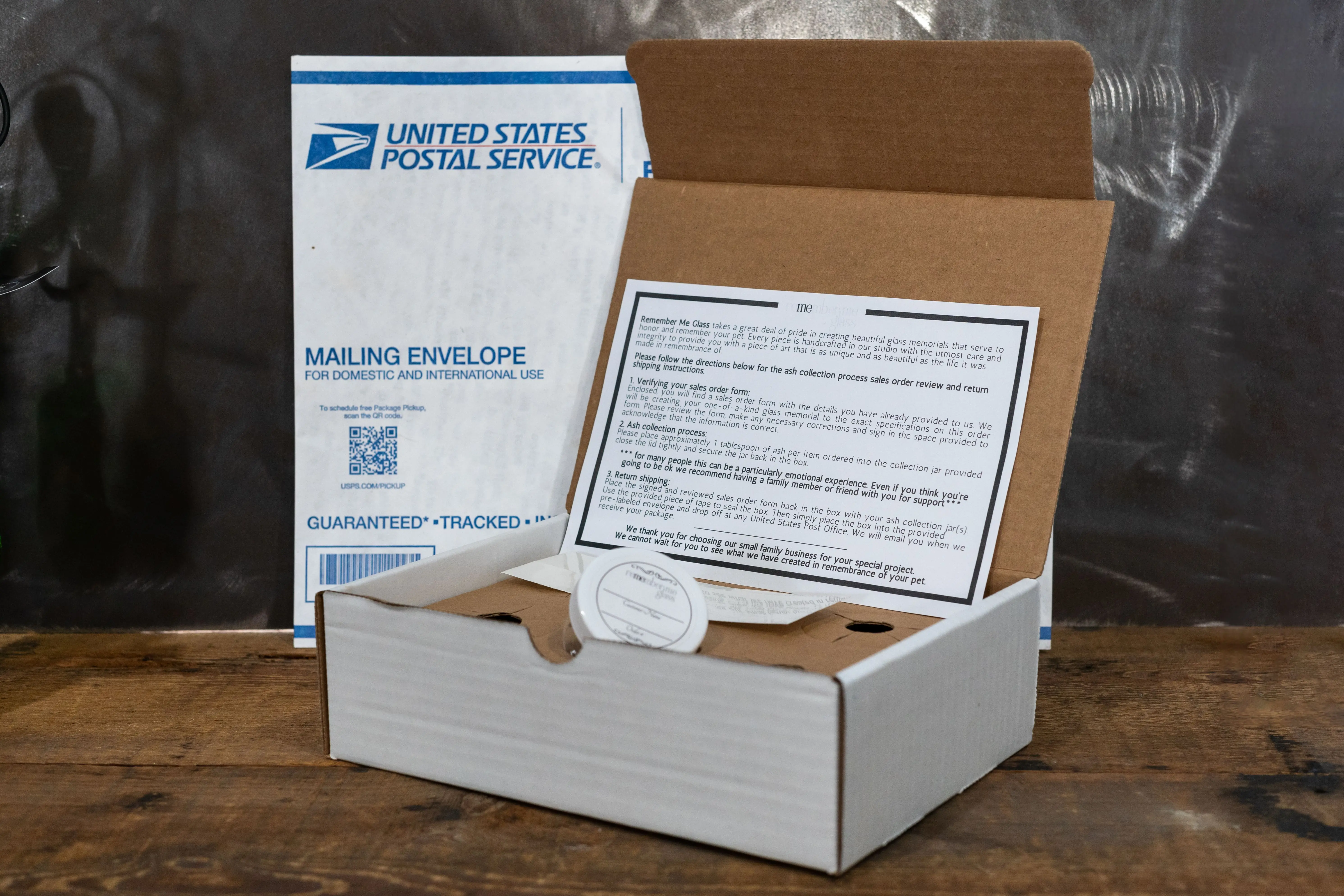 an open box containing information about postal service